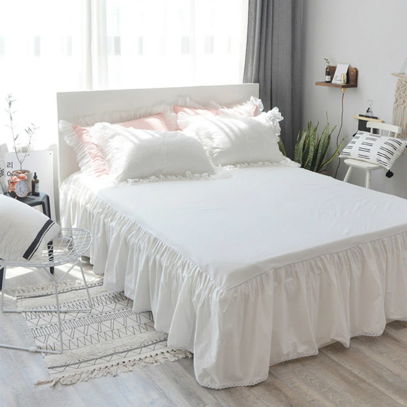 Cilected Nordic 100 Cotton Bed Skirt One Piece Home Simple Non Slip Bedspread Cotton Breathable Mattress Protection Cover Decor Bed Skirt Aliexpress
