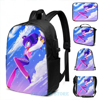 

Funny Graphic print NiGHT sky (moon) USB Charge Backpack men School bags Women bag Travel laptop bag