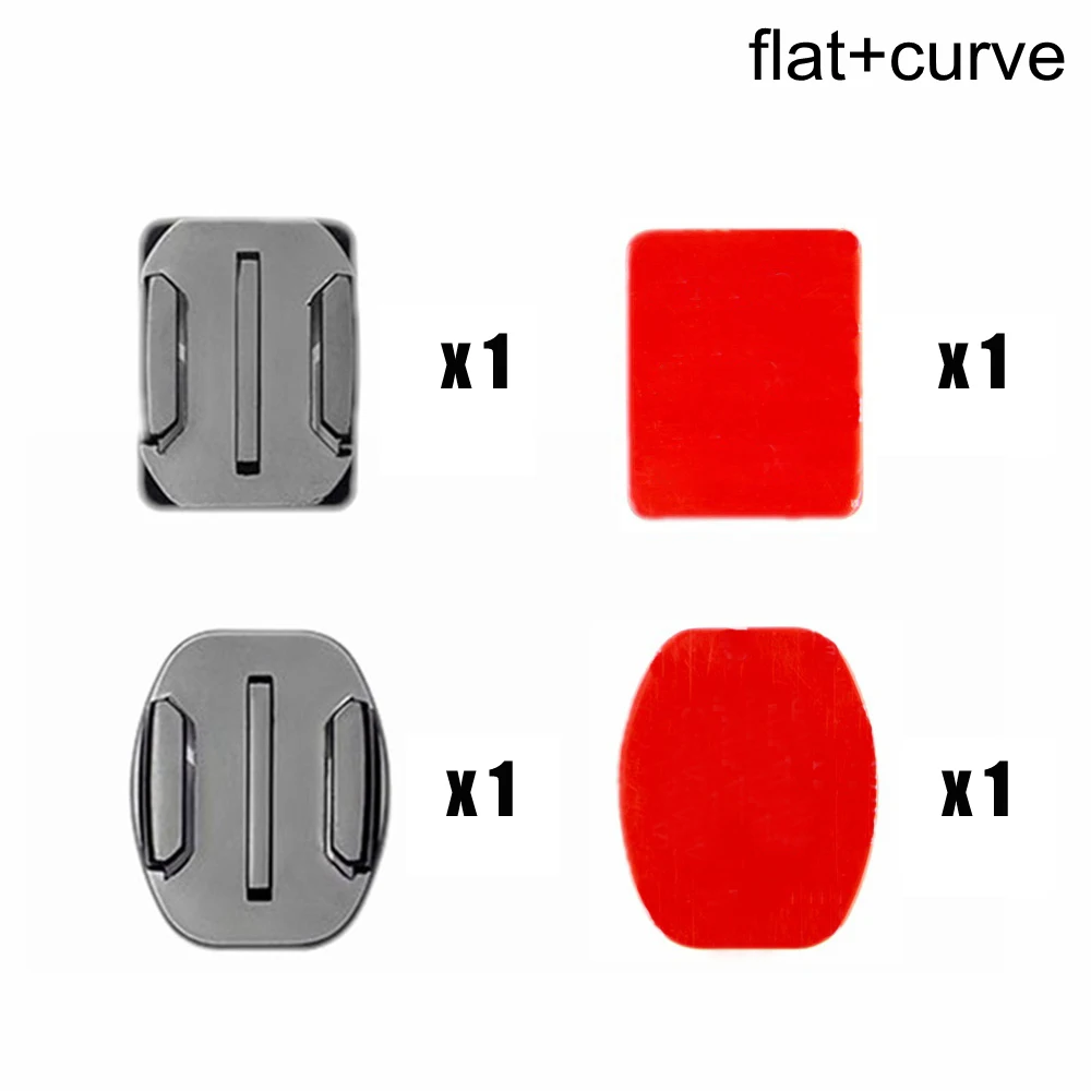 Клейкая наклейка накладка плоские Изогнутые Крепления липкие накладки для Xiaomi Yi GoPro Hero 4K камера шлем коврик Спортивная камера аксессуары база - Цвет: flat and curve