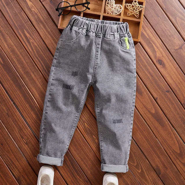2022 New Fashion Spring Kids Boys Casual Jeans Solid Color Pants Teenagers Girls Boy Denim Trousers Children's Cool Clothing