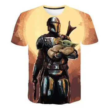 

3D Baby Yoda Star Wars T Shirt Kids 2020 Mandalorian Child T-shirt Funny Cartoon Anime Boys Clothes Teenage Camisetas Tees Tops