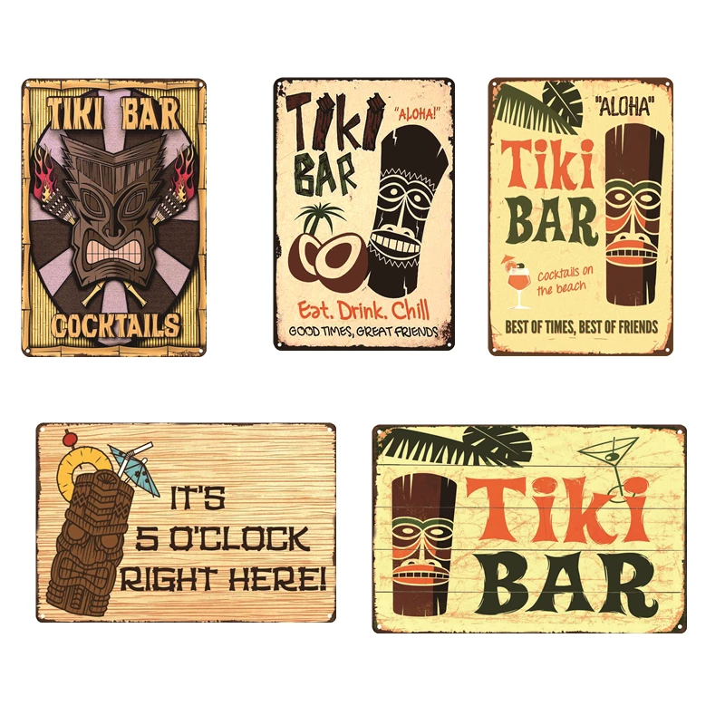 Оловянные знаки Tiki для бара коктейлей кухонные правила металлическая пластина