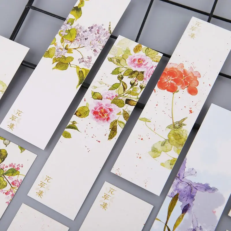 30 шт креативные бумажные закладки в китайском стиле, набор карт с изображением цветов, ретро красивые закладки в коробке, памятные подарки