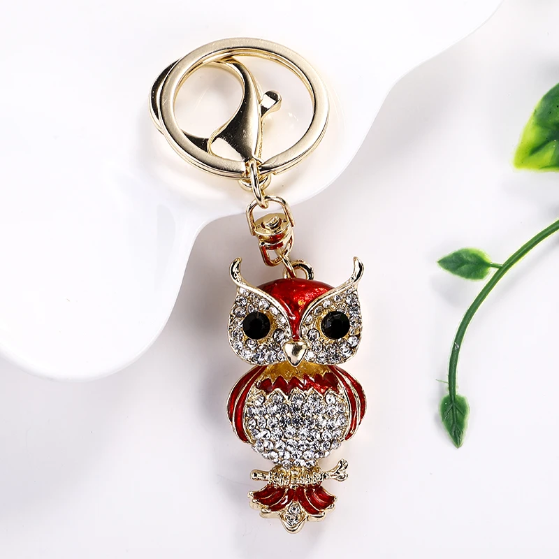 CHY-5364Red EASYA, дизайн, кристалл, Сова, брелок, полный, стразы, брелок для ключей, держатели для ключей для женщин, сумка, аксессуары, милые животные, автомобильный брелок - Цвет: CHY-5364Red