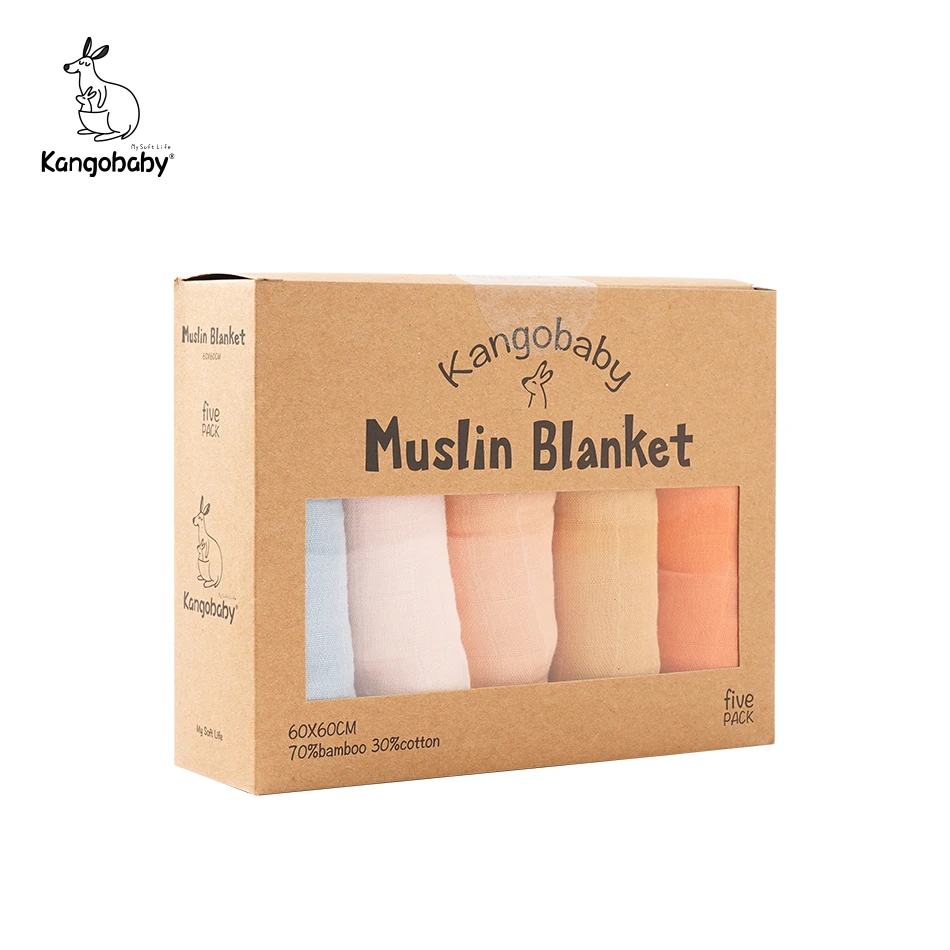 

Kangobaby #Grace# 5pcs/pack 60x60cm multi-functional muslin blanket wrap