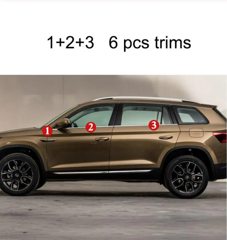 6 pcs trims Автомобильные аксессуары из нержавеющей стали для окон автомобиля, внешняя накладка на подоконник для skoda kodiaq, Стайлинг автомобиля - Название цвета: 6 pcs trims