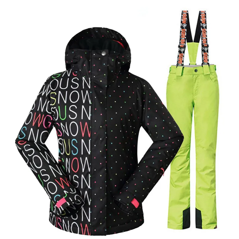 picture jacket pant Женский лыжный костюм, комплекты для спорта на открытом воздухе, сноубординга, 10 k, водонепроницаемые, ветрозащитные, зимние куртки и лыжные штаны, Gsou, белоснежные буквы - Цвет: picture jacket pant