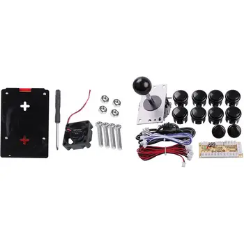 

1 Set for Raspberry Pi Acrylic Case with Cooling Fan & 1 Set USB Joystick Circuit Board Accessories Card Button