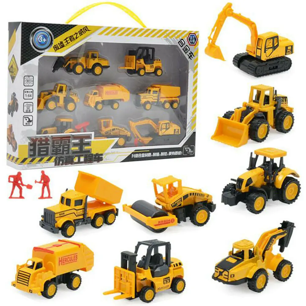 

8pcs/set Diecast Mini Alloy Car Construction Vehicle Engineering Alloy Truck Model Classic Toy Mini Gift for Boy