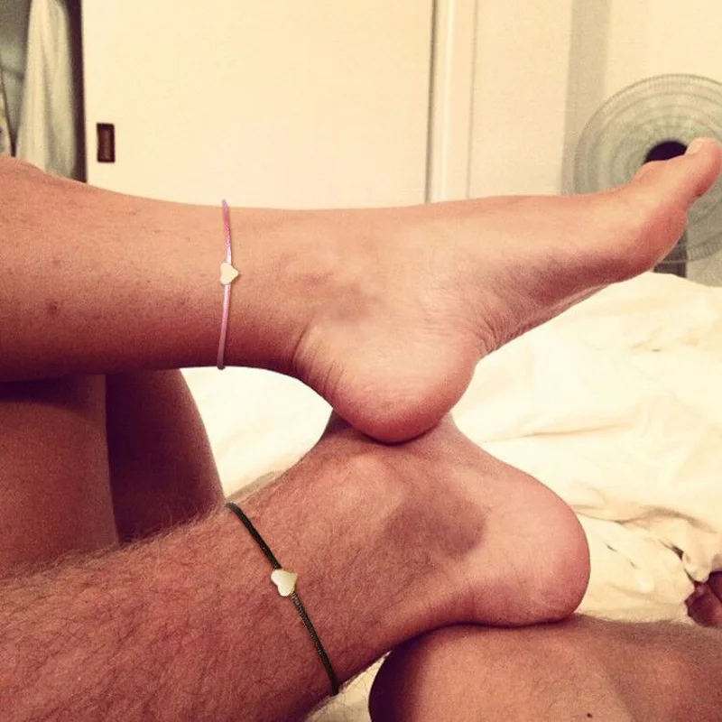 ANKLET FOR COUPLES OR BEST FRIEND HEART CHARM ROPE ADJUSTABLE ANKLET BRACELET GIFT ANKLET FOR COUPLES OR BEST FRIEND HEART CHARM ROPE ADJUSTABLE ANKLET BRACELET GIFT