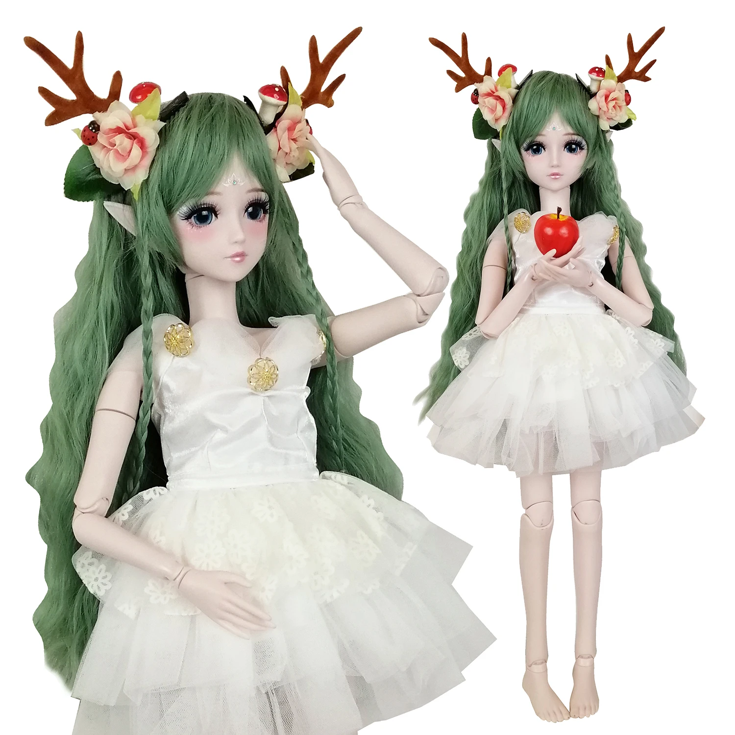 EVA BJD 1/3 Doll SD 60cm 24inch Ball Jointed Dolls Green Deer Spirit Demon Animal Fairy Toy Full Accessories for Girl Gift | Игрушки и