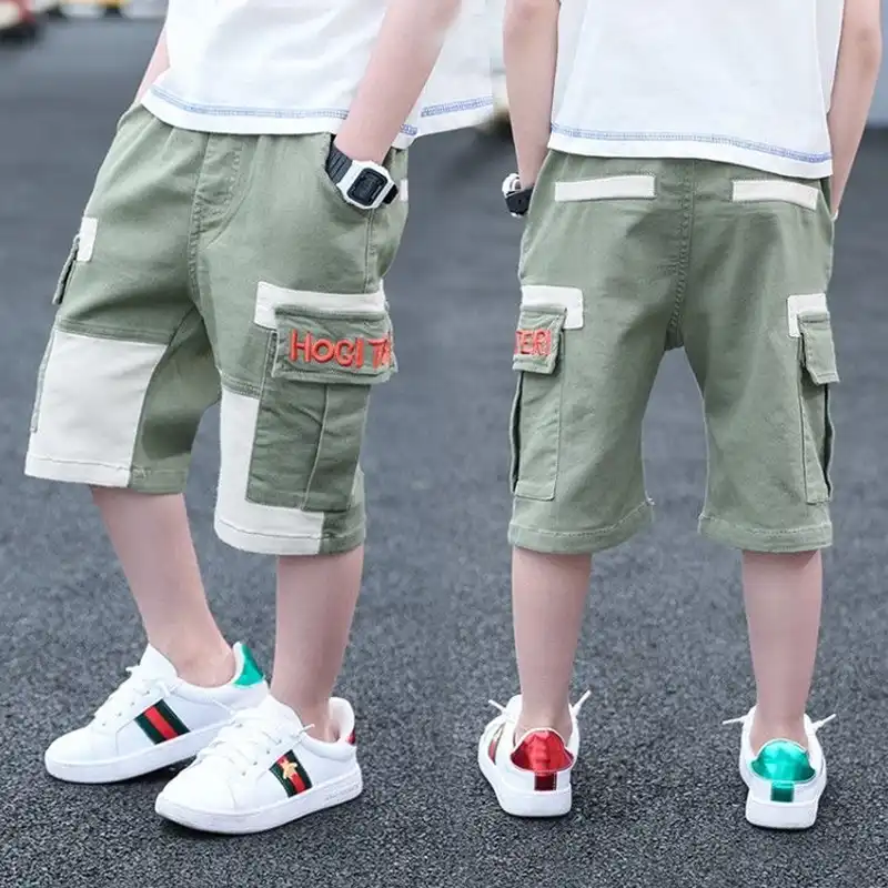 boys elastic waist khaki shorts