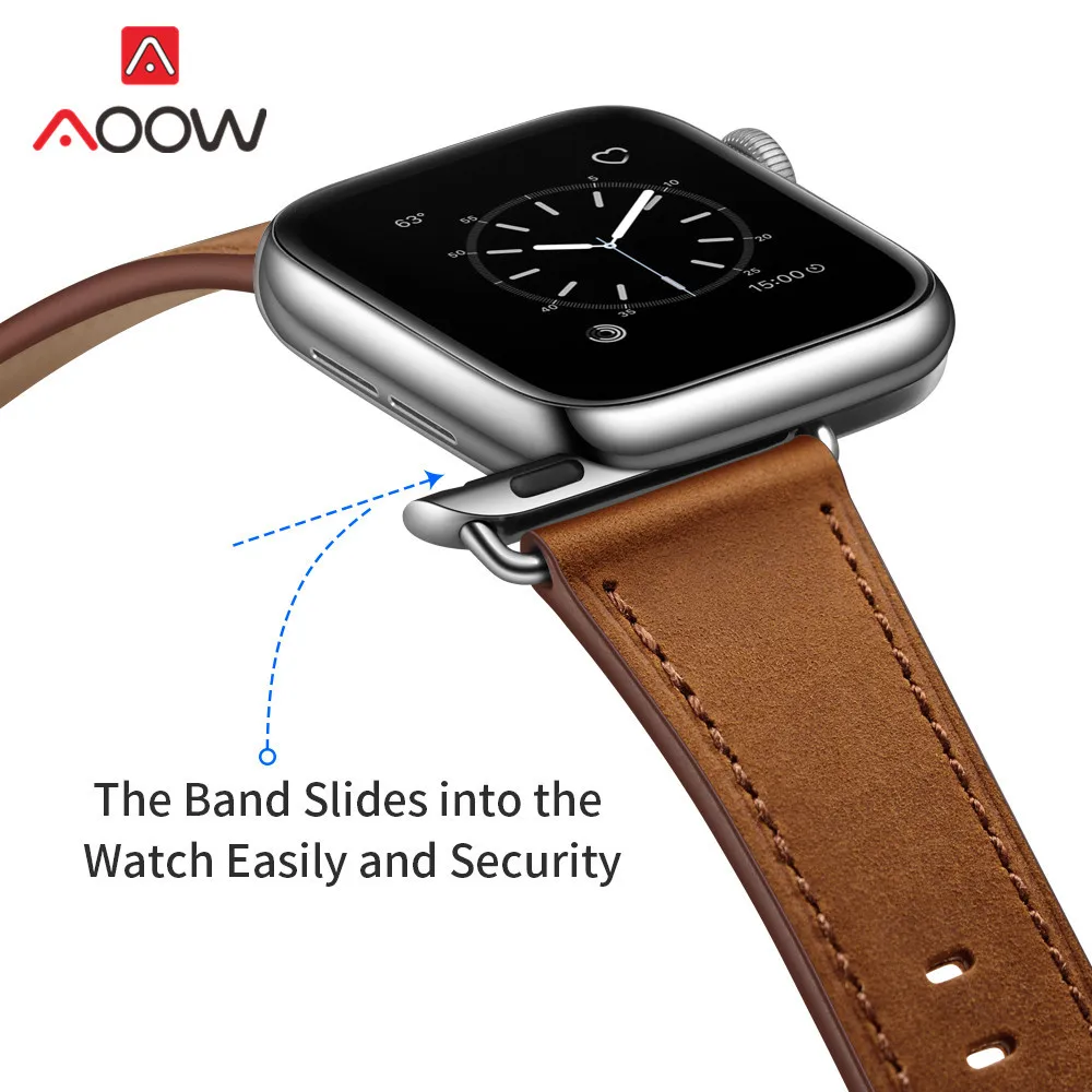 Ремешок для часов из натуральной кожи для Apple Watch 5, 4, 38 мм, 42 мм, 40 мм, 44 мм, роскошный мужской и женский браслет для iWatch 3, 2, 1