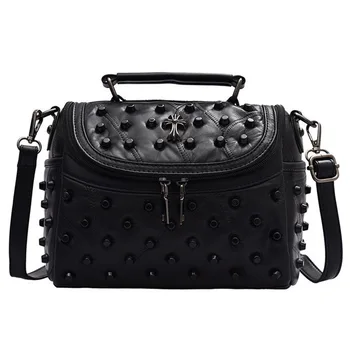 

Crossbody Easy Matching Solid Patchwork Rivet Female Satchel Bag Fashion Exquisite Shoulder Bags for Women 2020