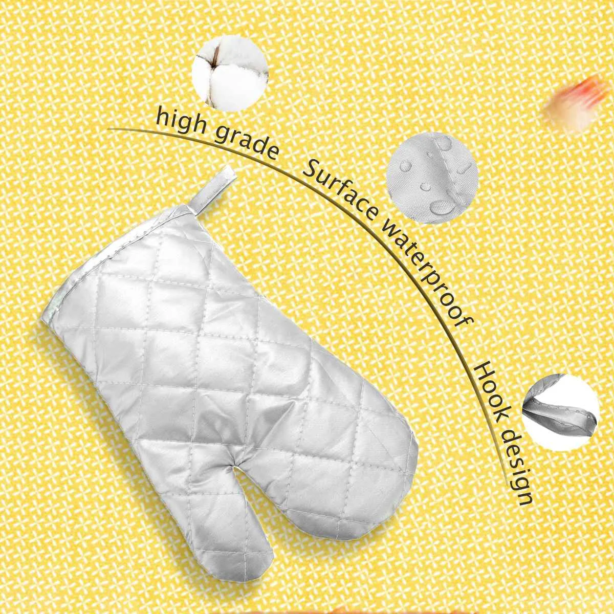 Перчатки для духовки термостойкая перчатка рукавицы Прихватки для выпечки для барбекю перчатки Серебристые Нескользящие кухонные инструменты полиэстер+ хлопок