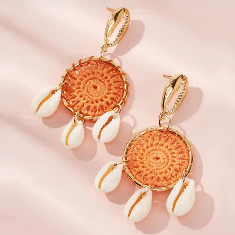 

KOMi Shell Earrings Big Circle Bohemian Conch Earrings Circle Dream Catcher Dangle Earrings Clothing Accessories A20303-A20307