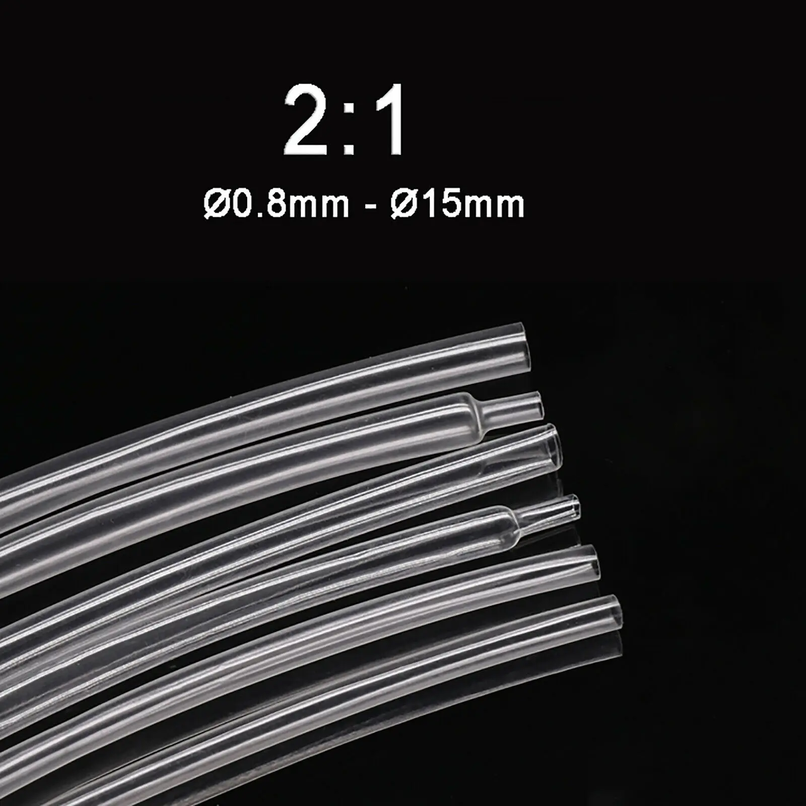 Ultra-thin Clear Heatshrink Tube Heat Shrink Tubing Wire Sleeving 2:1 Φ0.8-15mm