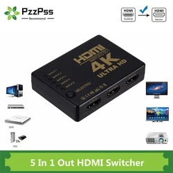 PzzPss – commutateur HDMI 4K 5 entrées 1 sortie, séparateur de sélection 3D 1080p 4k avec télécommande IR pour boîtier DVD HDTV 
