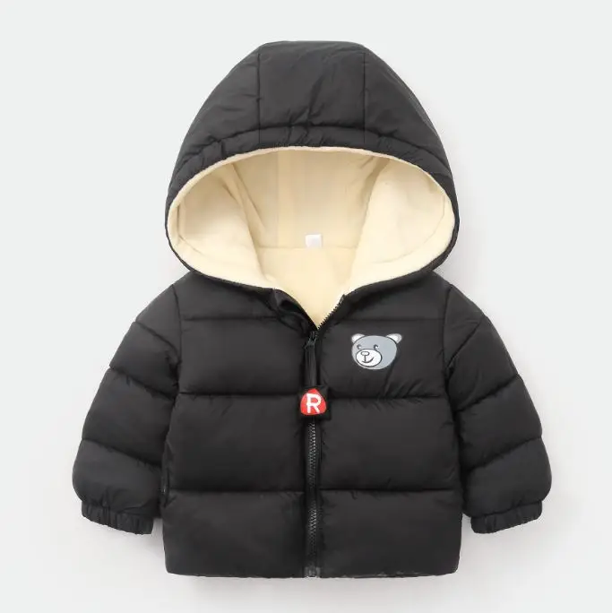 Детское хлопковое пальто; сезон зима-осень; детская одежда для маленьких девочек; куртки; Верхняя одежда для маленьких мальчиков; модные теплые плюшевые пальто; одежда - Цвет: black