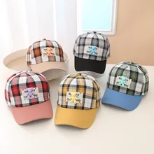

Spring Summer Boy's Girl's Baseball Caps Luxury Designer Plaid Print Sun Protection Snapback Hats For Children 1-2 Years Old