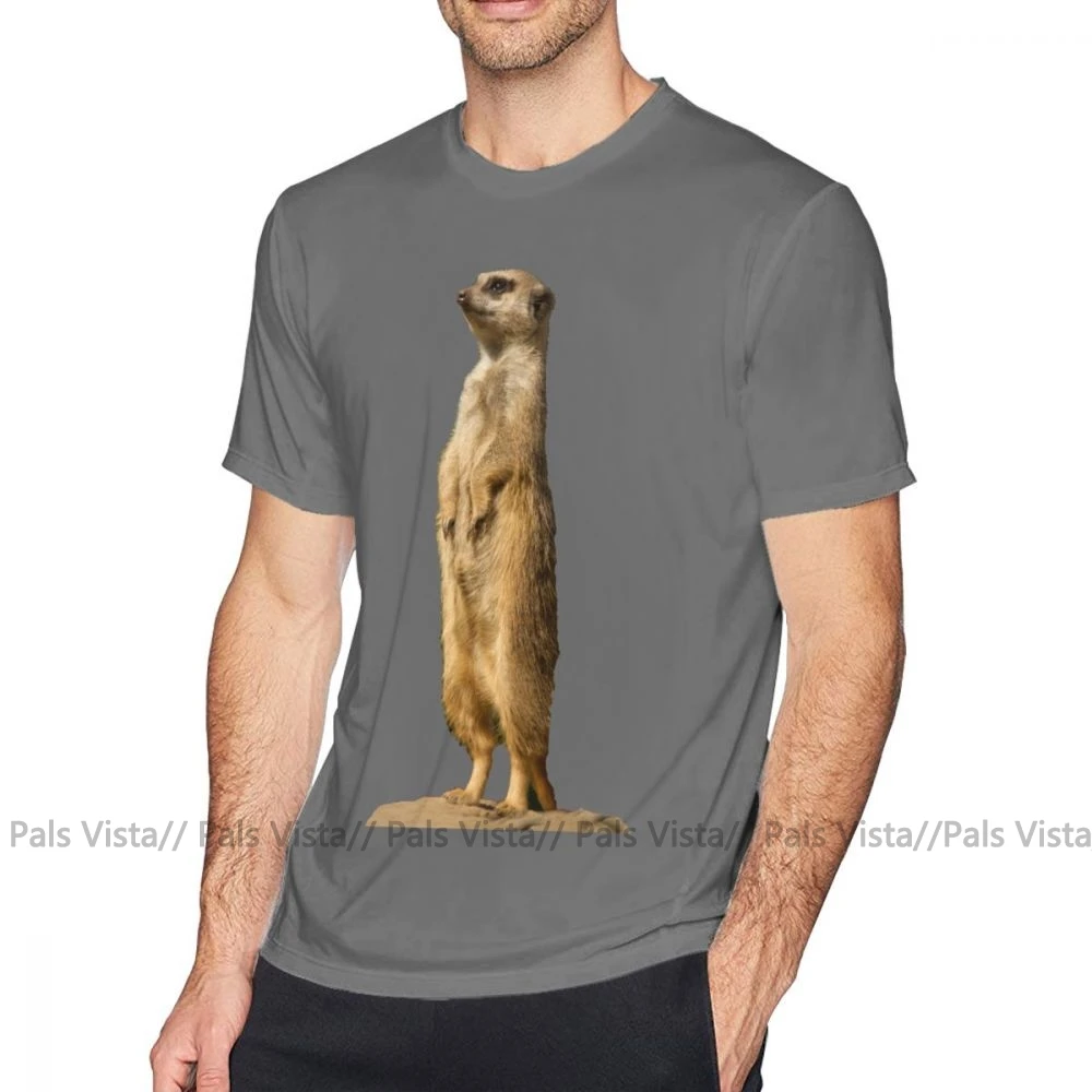 Футболка Meerkat, футболка Meerkat, 100 хлопок, потрясающая футболка, Мужская футболка с принтом, большой размер, короткий рукав, Пляжная футболка - Цвет: Темно-серый