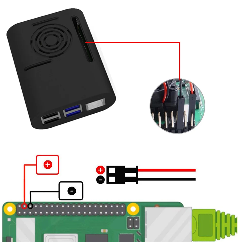 Raspberry Pi Cooler Raspberry Pi Case Raspberry Pi Aokin Raspberry Pi Case with Cooling Fan, Raspberry Pi 4 Case, 4 Heatsink For Model B, 4B