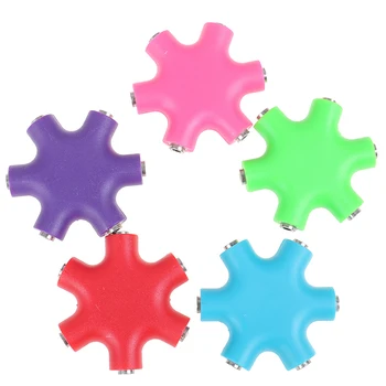 

Phone 3.5mm Jack 6 Way Port Hub Aux Headphone Splitter Audio Adapter Converter