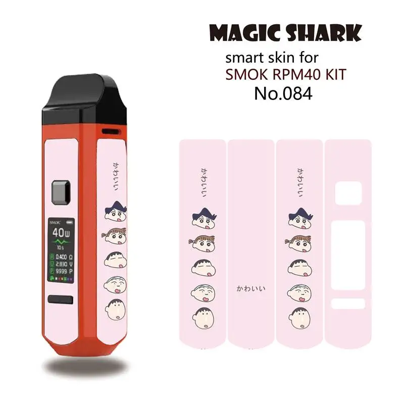 Волшебная Акула Рик и Морти доллар переплетение карандаш Shinchan змея Vape стерео Пленка чехол наклейка для Smok RPM40 комплект - Цвет: 084
