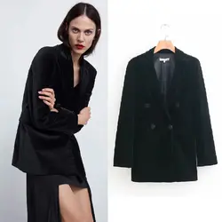 Женская одежда блейзер с длинным рукавом черный воротник женский пальто 2019 осень деловой жакет комплект куртка верхняя одежда