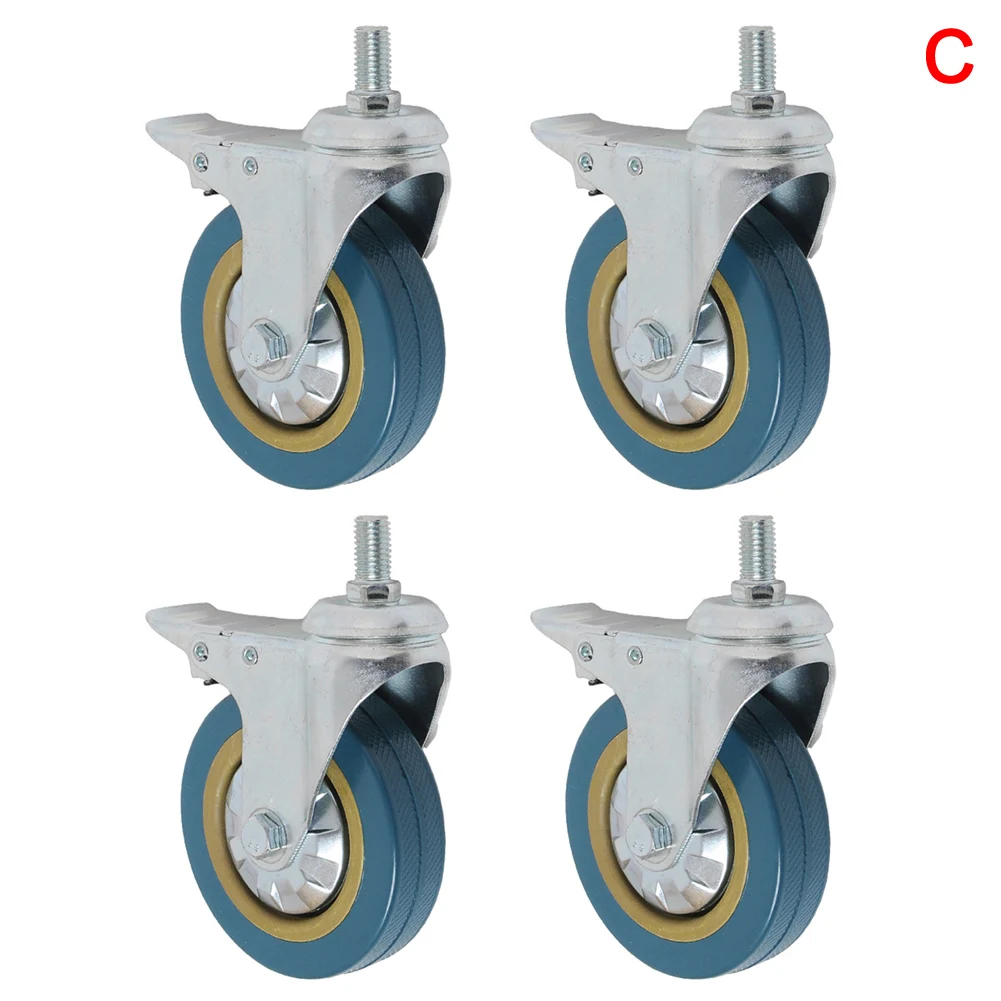 New PVC Casters 4pcs Casters Heavy Duty Pneumatic Caster Wheels No Noise Wheels L9#2 - Цвет: C