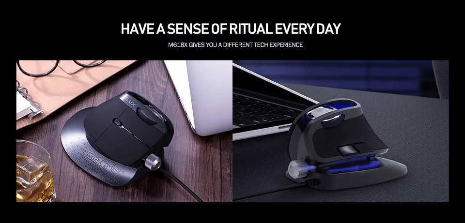 Delux M618X Ergonomic Vertical Mouse Gaming Mouse Game Mouse