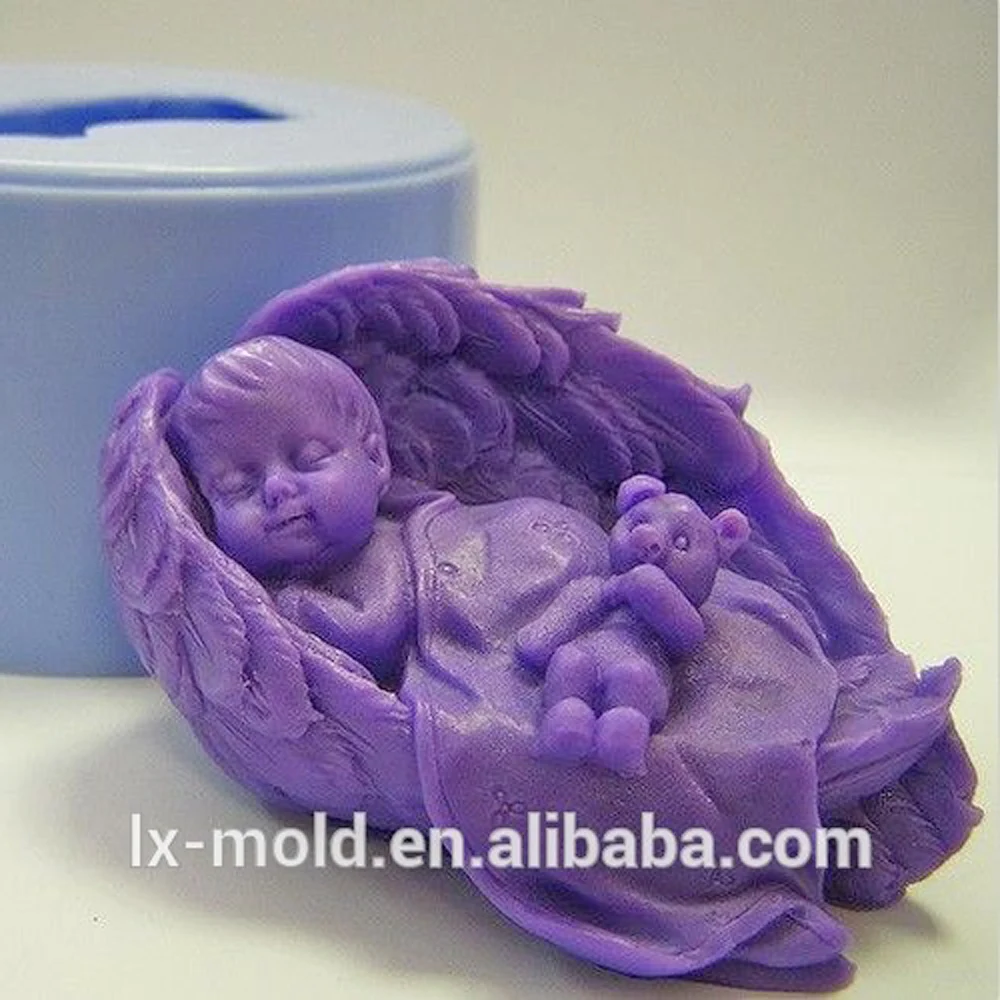 Силиконовая форма для мыла ручной работы Baby In Wing с медведем 3D |
