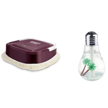 

1 Pcs USB Powered Discoloration Bulb Humidifier 7-Color Night Light & 1 Set Robot Vacuum Cleaner Electric Mop Machine