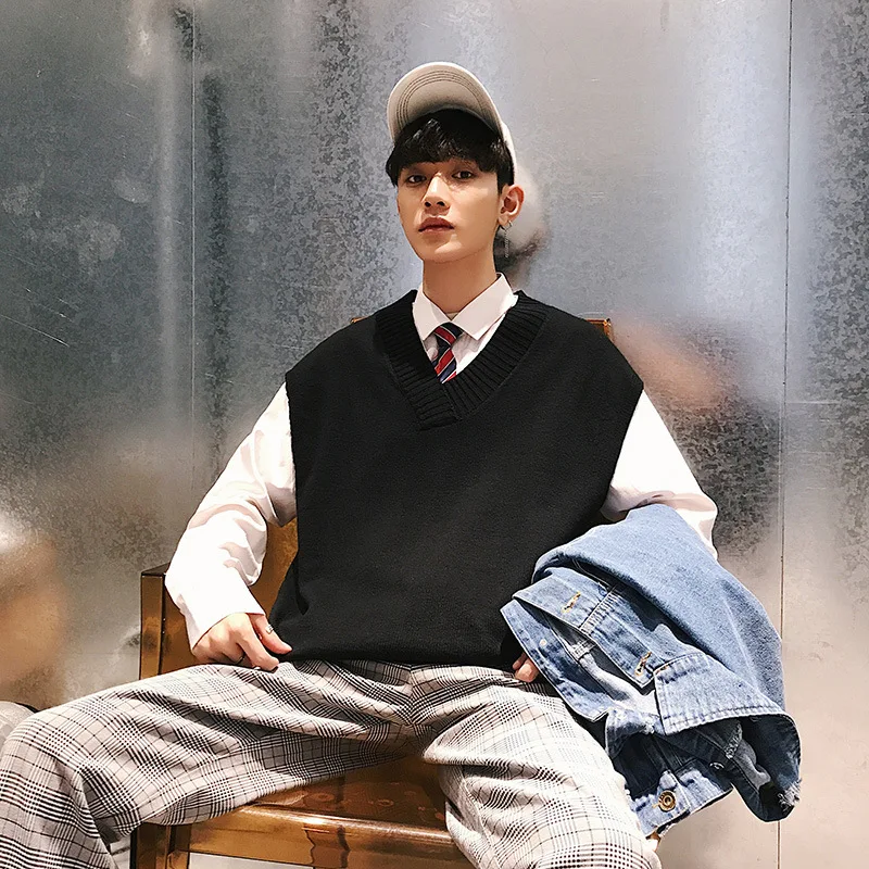 Men V-neck Cotton Pullover Solid Sleeveless Spacious Autumn Spring Warm Fashion Perfect Quality Clothes Knitted Casual Wool Coat Men V-neck Cotton Pullover Solid Sleeveless Spacious Autumn Spring Warm Fashion Perfect Quality Clothes Knitted Casual Wool Coat