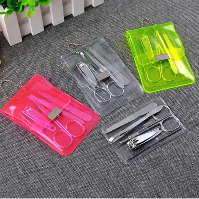 5 Pcs/lot Pedicure Scissors Tweezer Knife Ear Pick Utility Nail Clipper Kit Manicure Set Stainless Steel