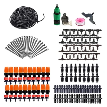

15m Micro Irrigation Kit Auto Timer Drip Watering System Greenhouse Garden Tool~