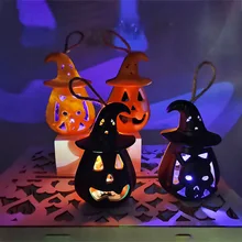 LED Halloween dyniowy duch latarnia lampa DIY wiszące straszny świeca światła Halloween dekoracji dla domu Horror rekwizyty zabawki dla dzieci tanie tanio CN (pochodzenie) Jednolity kolor candle light Z tworzywa sztucznego Na imprezę JYJ543