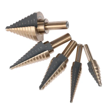 

5pcs Professional High Speed Steel 4241 Step Drill Bit Set Round Shank Twist Drills Drilling Tool