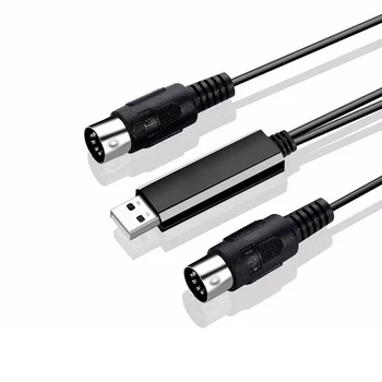 

6FT Midi to USB Cable Interface Converter - in Out Midi Cable Host Plug Controller Wire Cord for Keyboard Synthesizer Piano