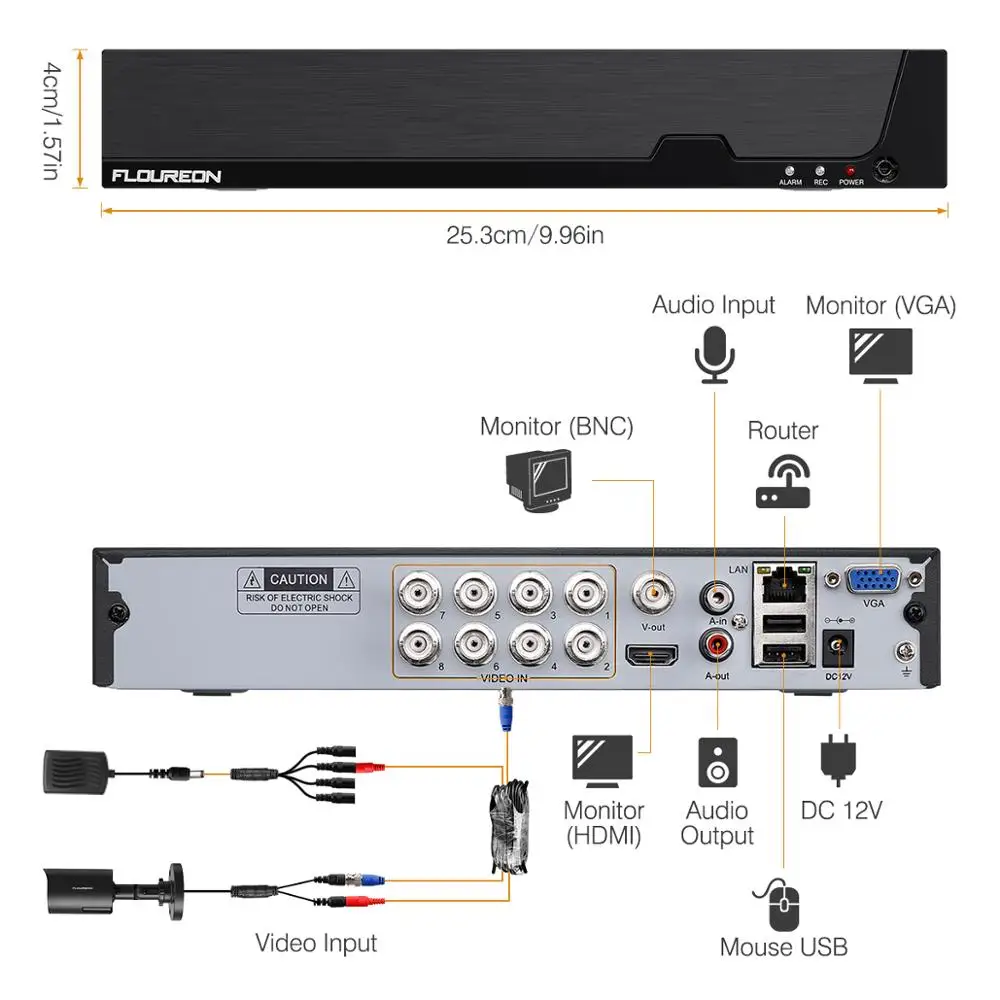 Наружний CCTV набор 5-в-1 DVR Регистраторы 1 ТБ HDD 4 шт. 1080P Камера всепогодный сигнализатор движения камера наружного наблюдения с Системы Камера комплект