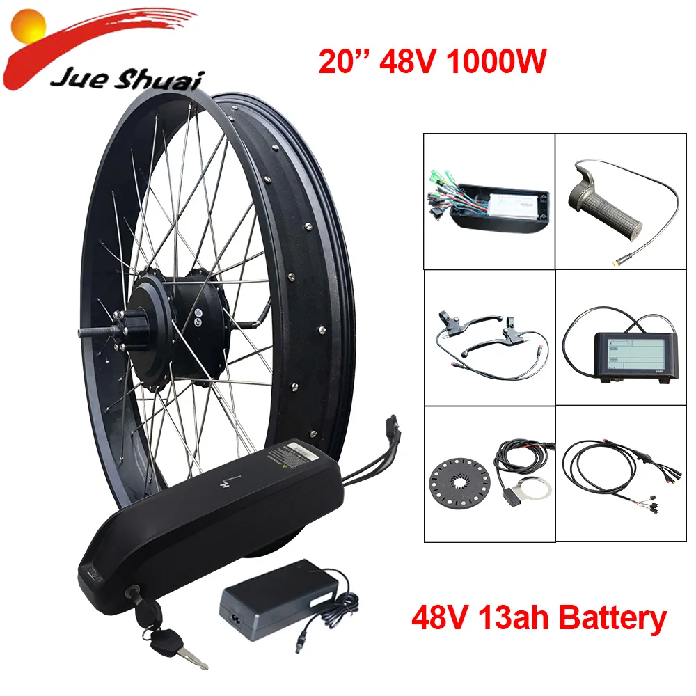 20inch 48V13AH 20''26 ''4. 0 комплект для электрического велосипеда 48V1000W безщеточный ступица шины задний мотор колеса литиевая батарея Bicicleta электрический комплект E-Bike - Цвет: 20inch 48V13AH