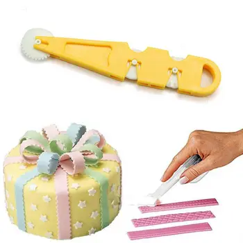 

3 Wheel Fondant Embosser Cutter Cake Decorating Tool Making Wheel Embosser Cutter Tool Pastry Round Pad Lace Cutter Knife Baking