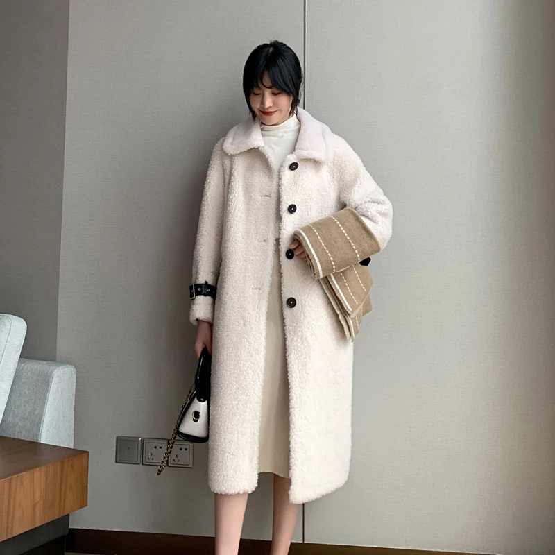 

Real Fur Coat Female Winter Sheepskin Coat Women Clothes 2020 Korean Long Sheep Shearing Jacket Vintage 100% Wool Coats SZ19D45