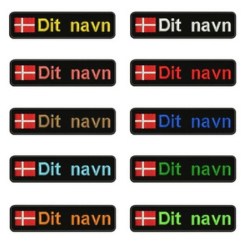 

Denmark flag Embroidery Custom Name Text Patch Stripes badge Iron On Or Sew On Or Velcro Backing Patches For Clothes Backpack