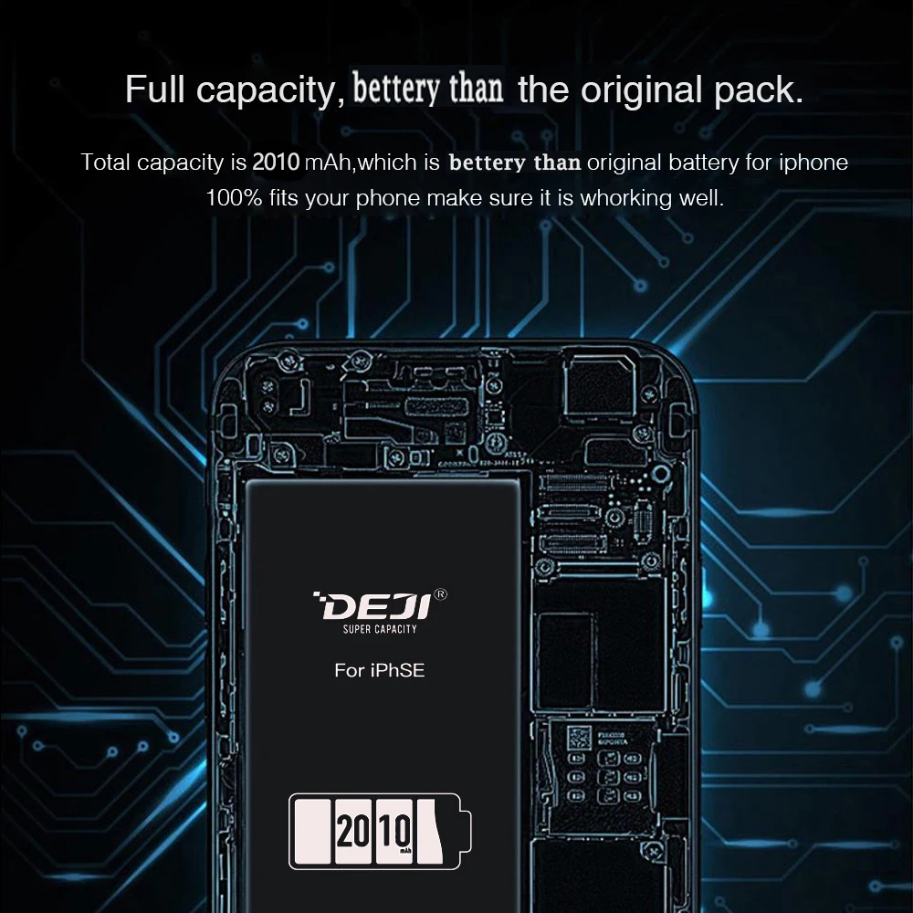 Литиевая батарея DEJI для iPhone 5se Оригинальная x 6s 7 6 8 XS с набором инструментов замена