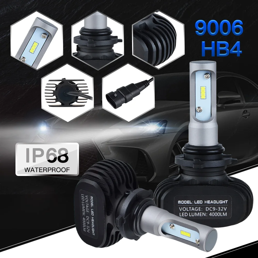 H2CNC 9005 9006 HB3 HB4 CSP светодиодный автомобилей головной светильник лампочка(подол короче спереди и длиннее сзади) луч 50 Вт 8000LM 6500 к авто светильник 12v 24v