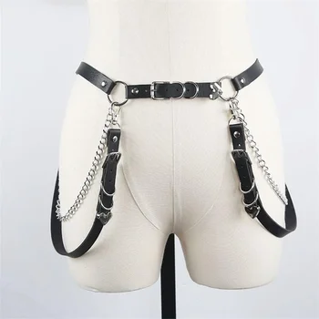 

Leather Harness Chain Belt Bdsm Bondage Pole Dance Pastel Goth Punk Rave Fantazi Seks Suspenders Body Bondage Woman Harness Top