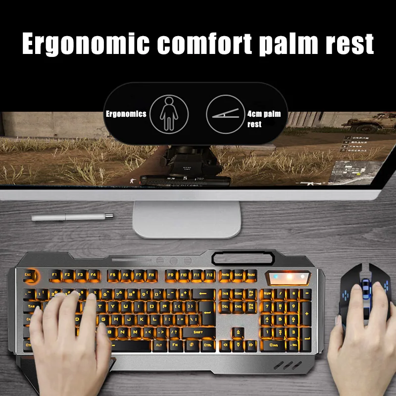 

Gaming Keyboard Mouse Set Chargable Wireless Keyboard with Colorful Lights Mouse with 4 Adjustable DPI Teclado X-Best