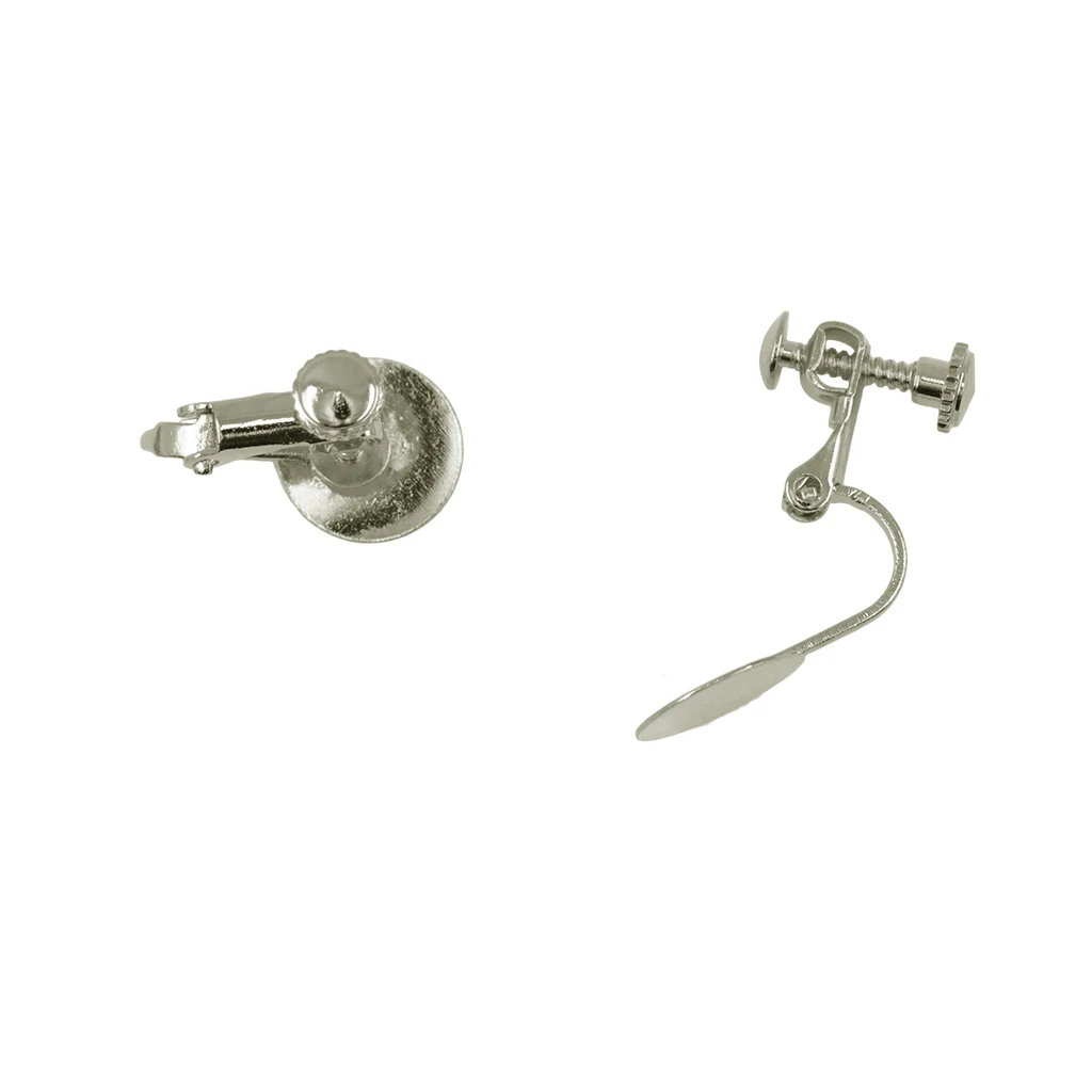 20pcs Gold silver color Tone Blank Earrings Bases with 12mm Flat Glue Pad Clip On Screw Earring Jewelry Findings for Non Pierced Ears