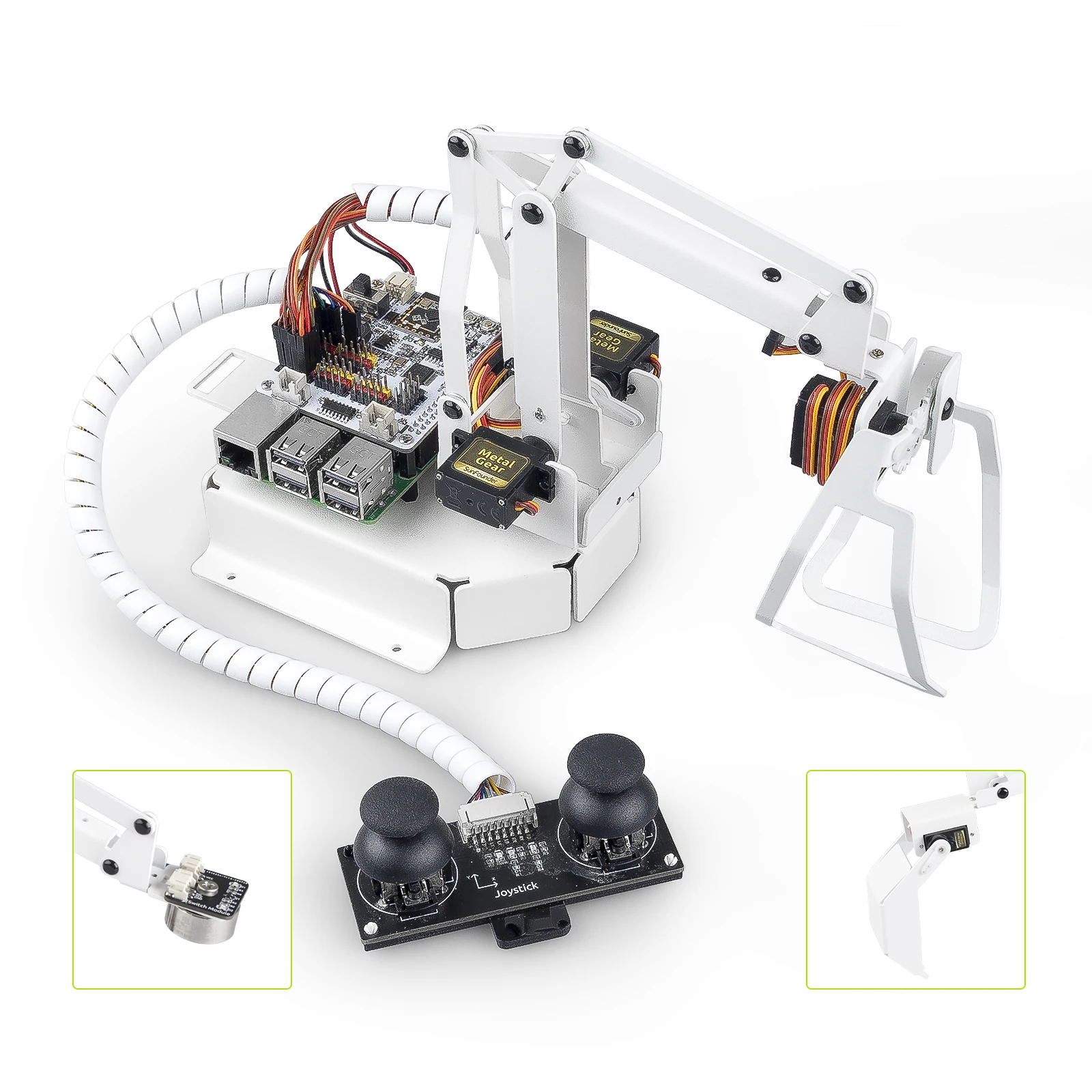CC SunFounder 4 DOF Robot Arm Kit, Поддержка графического визуального программирования, Python, для Raspberry Pi 4B 3B + 3B